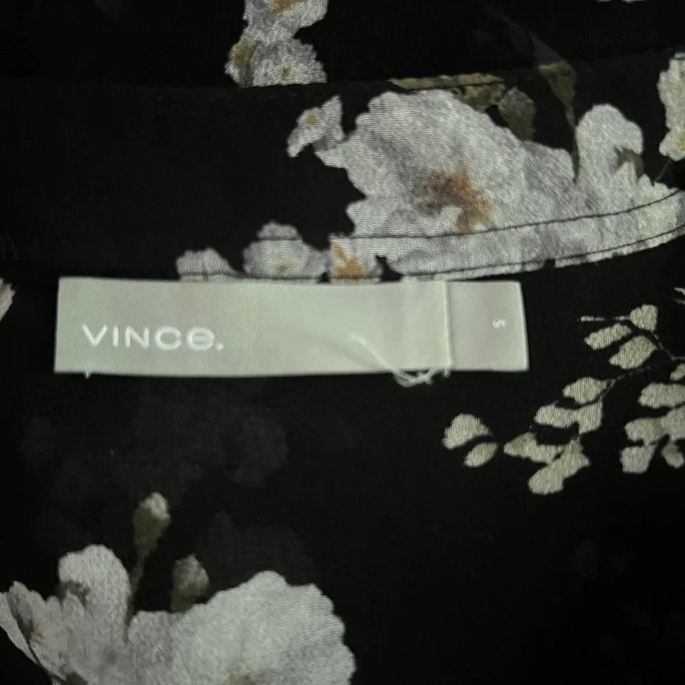 Vince Sheer Silk Black and White Floral Blouse